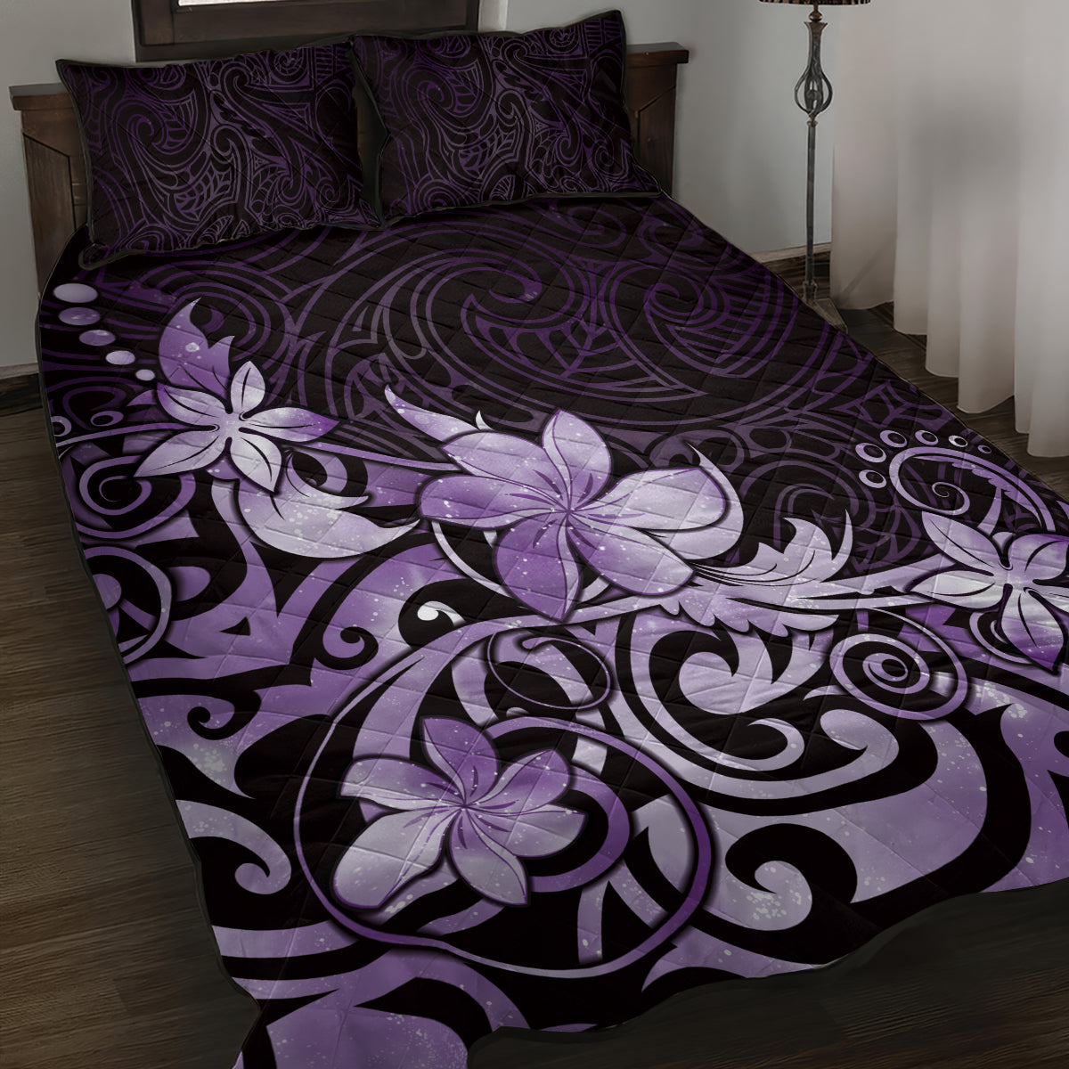 Matariki New Zealand Quilt Bed Set Maori Pattern Purple Galaxy