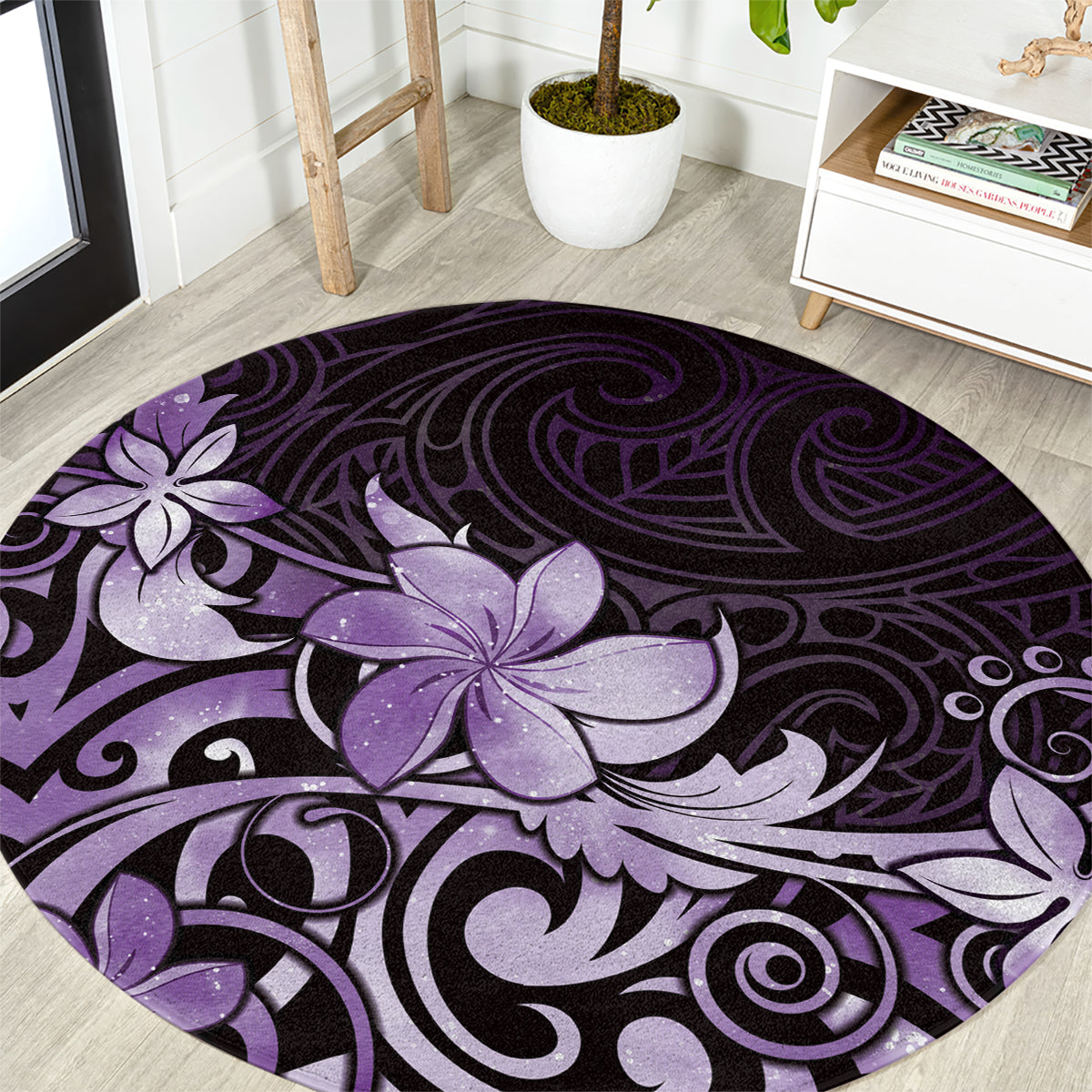 Matariki New Zealand Round Carpet Maori Pattern Purple Galaxy LT05 Purple - Polynesian Pride