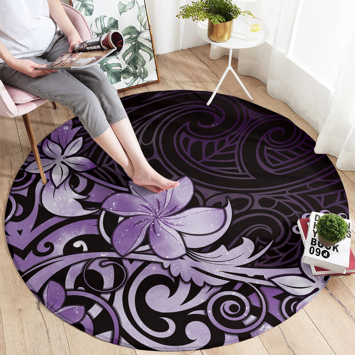 Matariki New Zealand Round Carpet Maori Pattern Purple Galaxy LT05 - Polynesian Pride
