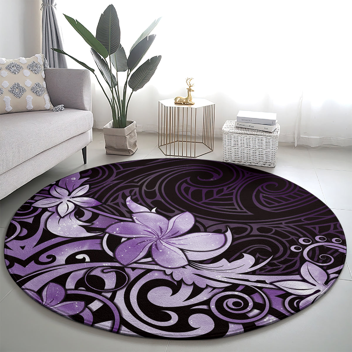 Matariki New Zealand Round Carpet Maori Pattern Purple Galaxy LT05 - Polynesian Pride