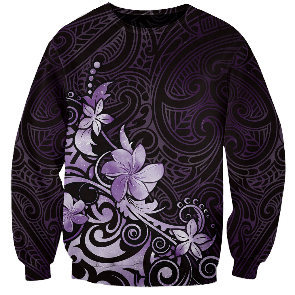 Matariki New Zealand Sweatshirt Maori Pattern Purple Galaxy