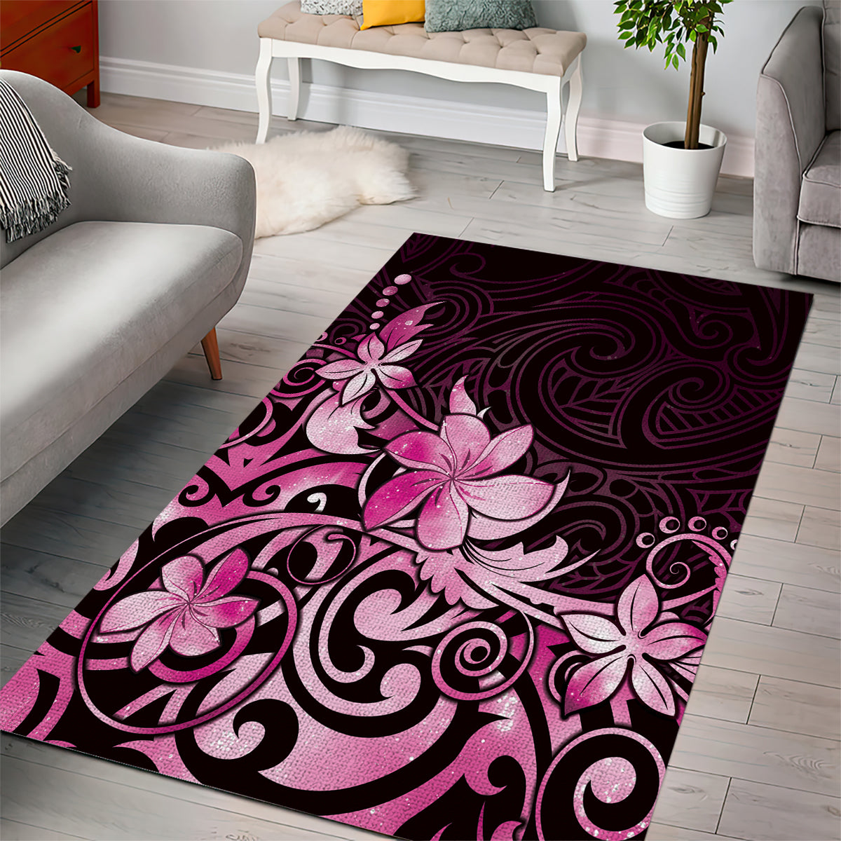 Matariki New Zealand Area Rug Maori Pattern Pink Galaxy LT05 - Polynesian Pride