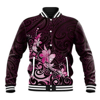 Matariki New Zealand Baseball Jacket Maori Pattern Pink Galaxy LT05 Unisex Pink - Polynesian Pride