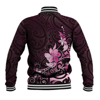 Matariki New Zealand Baseball Jacket Maori Pattern Pink Galaxy LT05 - Polynesian Pride