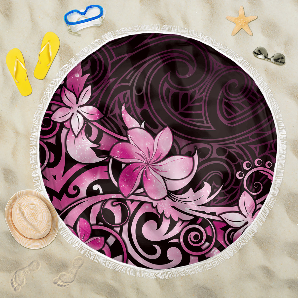 Matariki New Zealand Beach Blanket Maori Pattern Pink Galaxy LT05 One Size 150cm Pink - Polynesian Pride