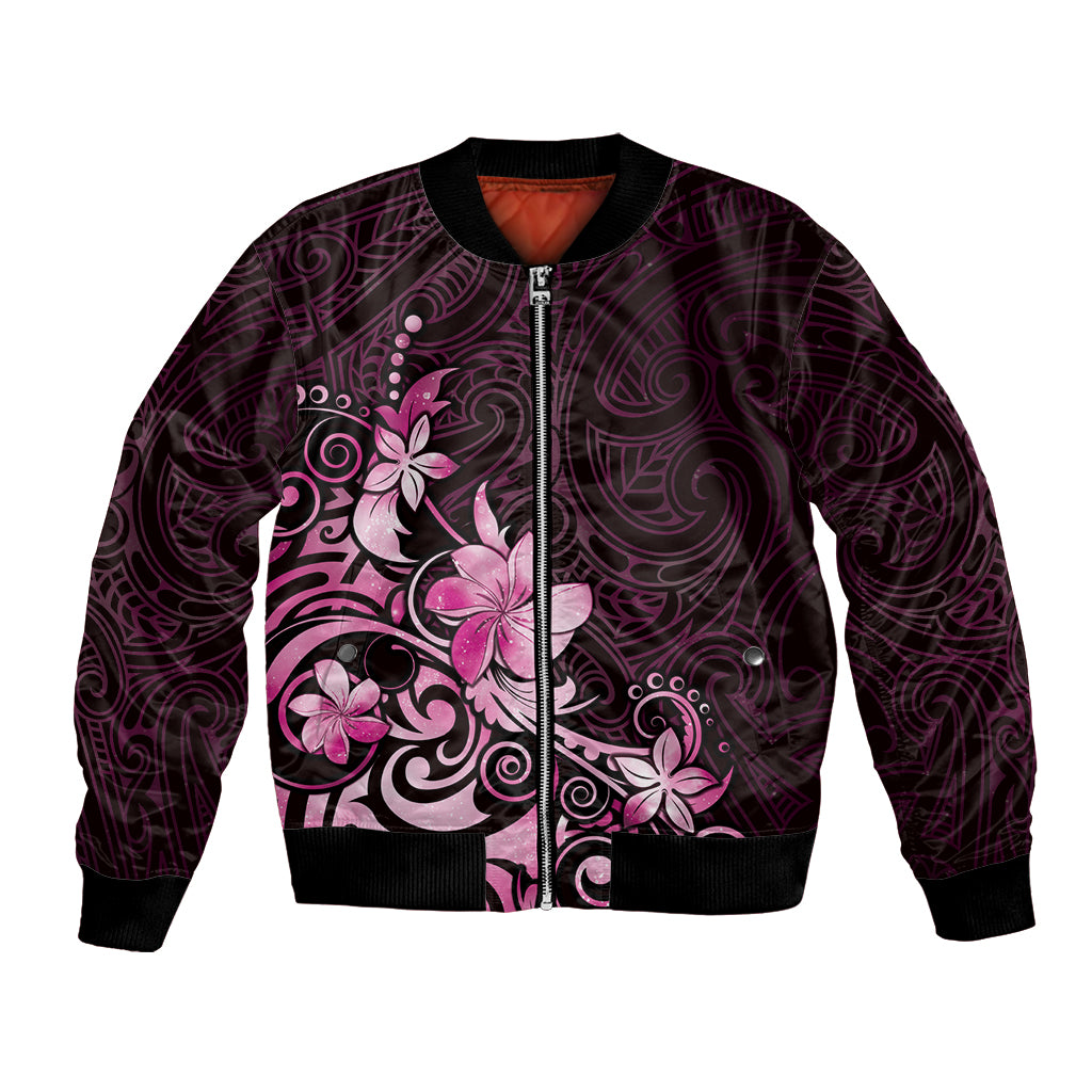 Matariki New Zealand Bomber Jacket Maori Pattern Pink Galaxy