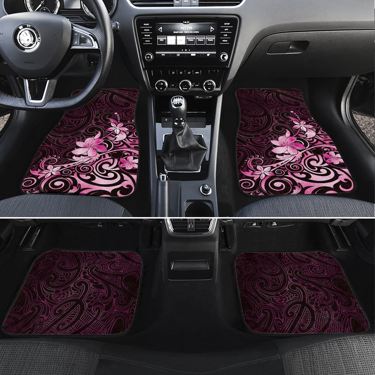 Matariki New Zealand Car Mats Maori Pattern Pink Galaxy LT05 Set 4pcs Pink - Polynesian Pride
