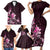 Matariki New Zealand Family Matching Short Sleeve Bodycon Dress and Hawaiian Shirt Maori Pattern Pink Galaxy