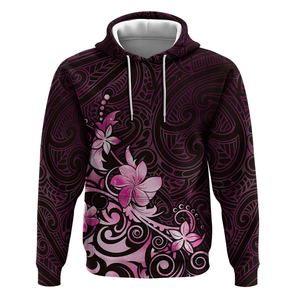 Matariki New Zealand Hoodie Maori Pattern Pink Galaxy