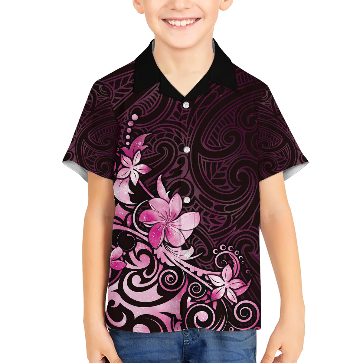 Matariki New Zealand Kid Hawaiian Shirt Maori Pattern Pink Galaxy LT05 Kid Pink - Polynesian Pride
