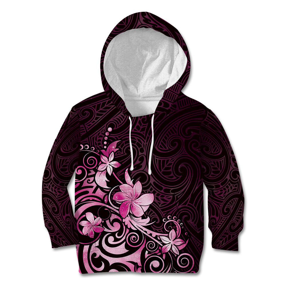 Matariki New Zealand Kid Hoodie Maori Pattern Pink Galaxy