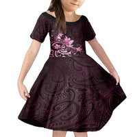 Matariki New Zealand Kid Short Sleeve Dress Maori Pattern Pink Galaxy LT05 KID Pink - Polynesian Pride