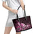 Matariki New Zealand Leather Tote Bag Maori Pattern Pink Galaxy