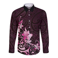 Matariki New Zealand Long Sleeve Button Shirt Maori Pattern Pink Galaxy LT05 Unisex Pink - Polynesian Pride