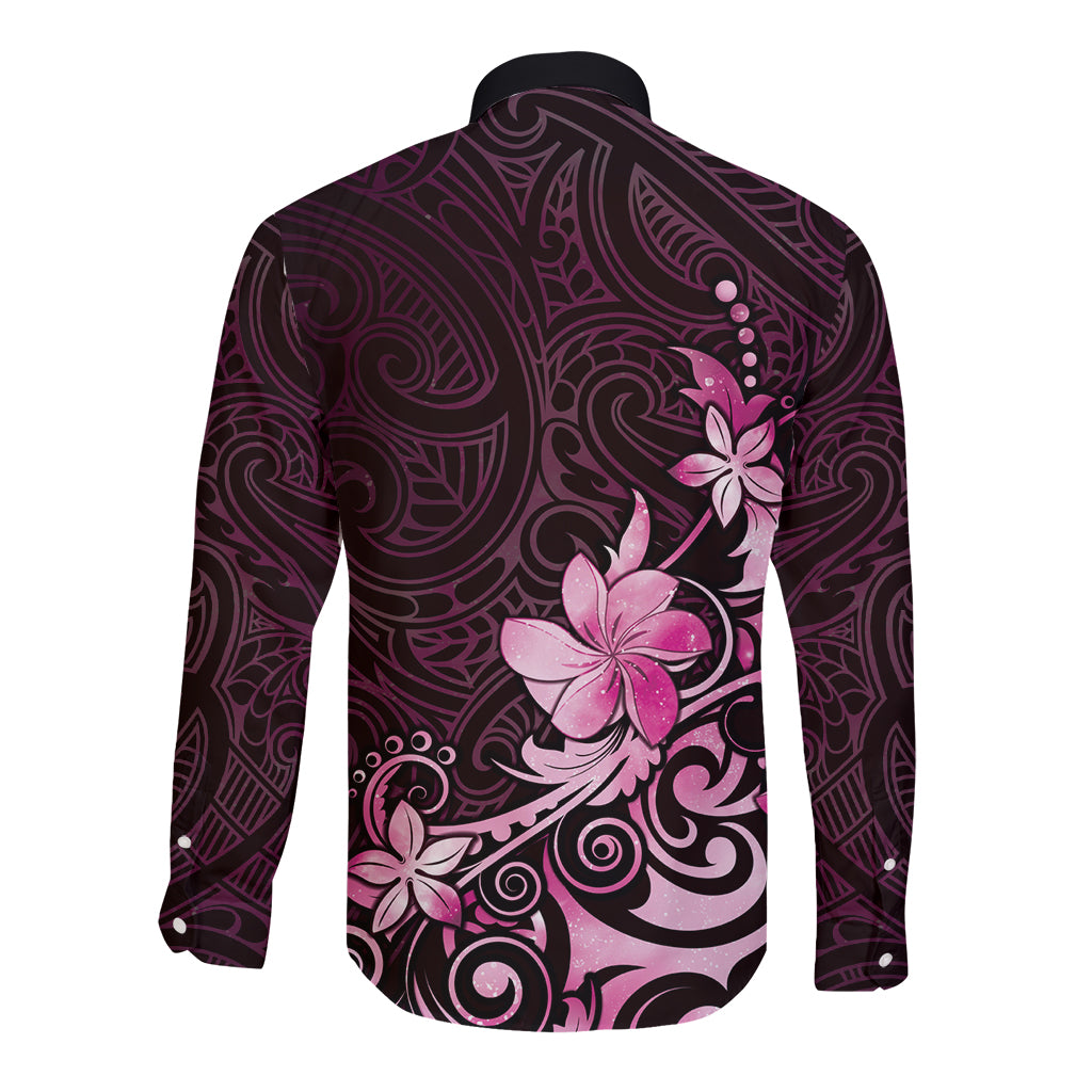 Matariki New Zealand Long Sleeve Button Shirt Maori Pattern Pink Galaxy LT05 - Polynesian Pride