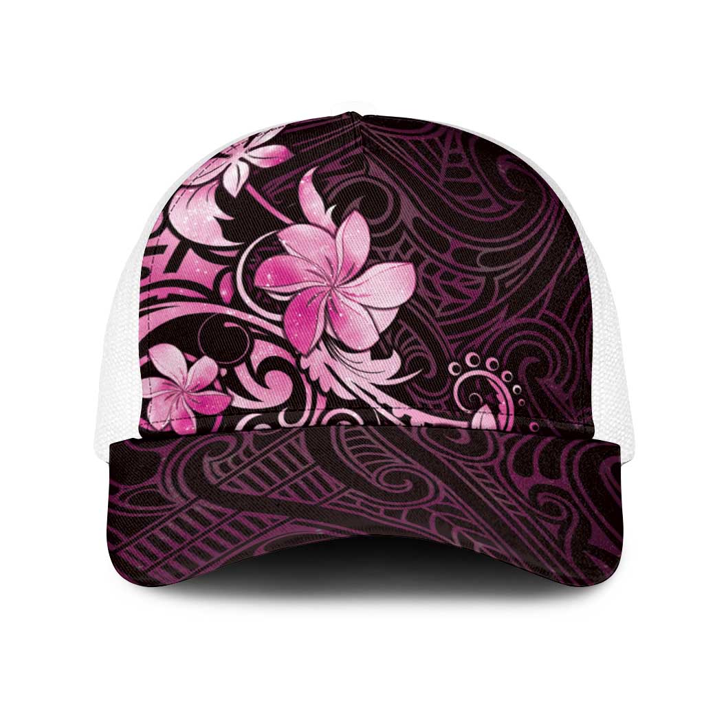Matariki New Zealand Mesh Trucker Cap Maori Pattern Pink Galaxy LT05 One Size White Pink - Polynesian Pride