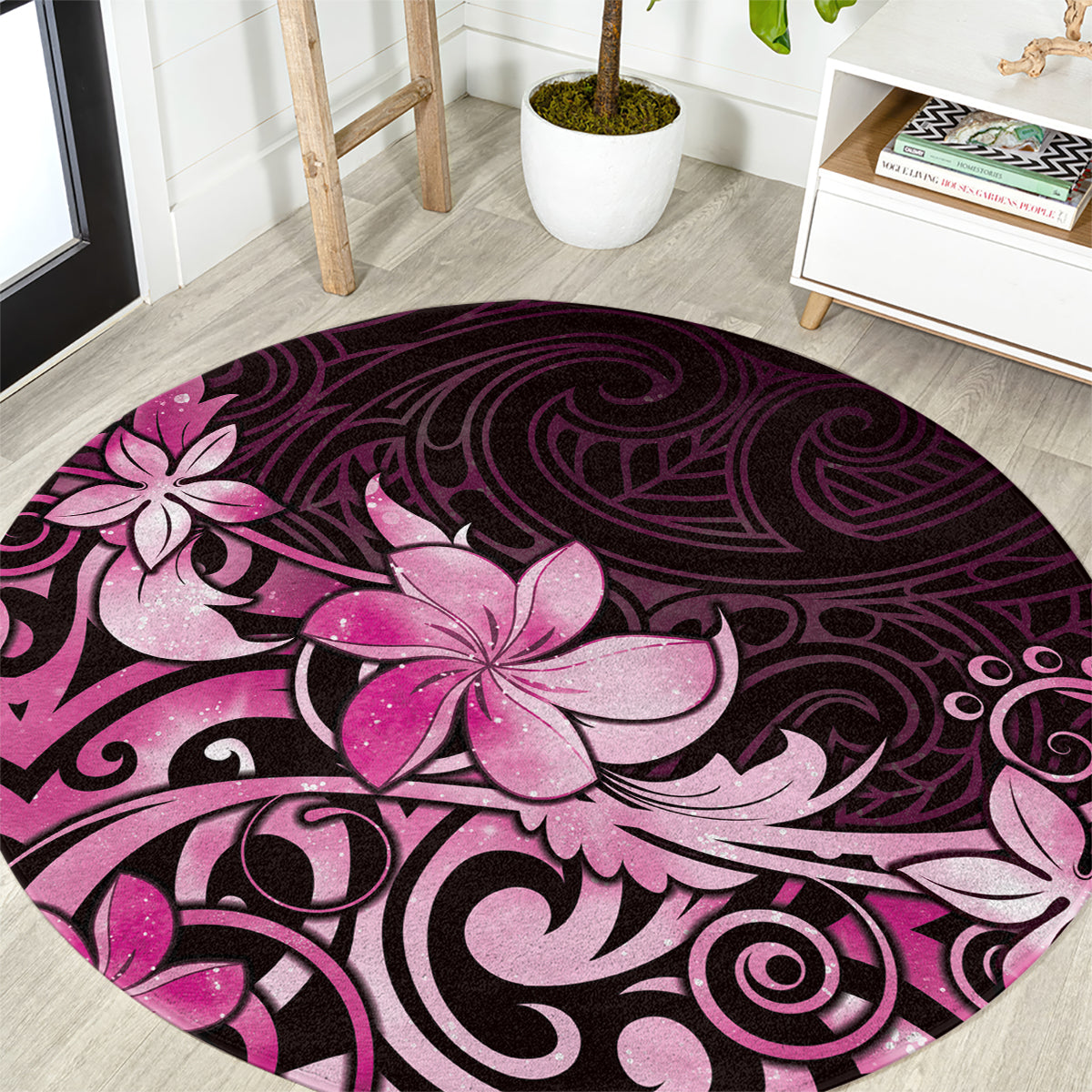 Matariki New Zealand Round Carpet Maori Pattern Pink Galaxy LT05 Pink - Polynesian Pride
