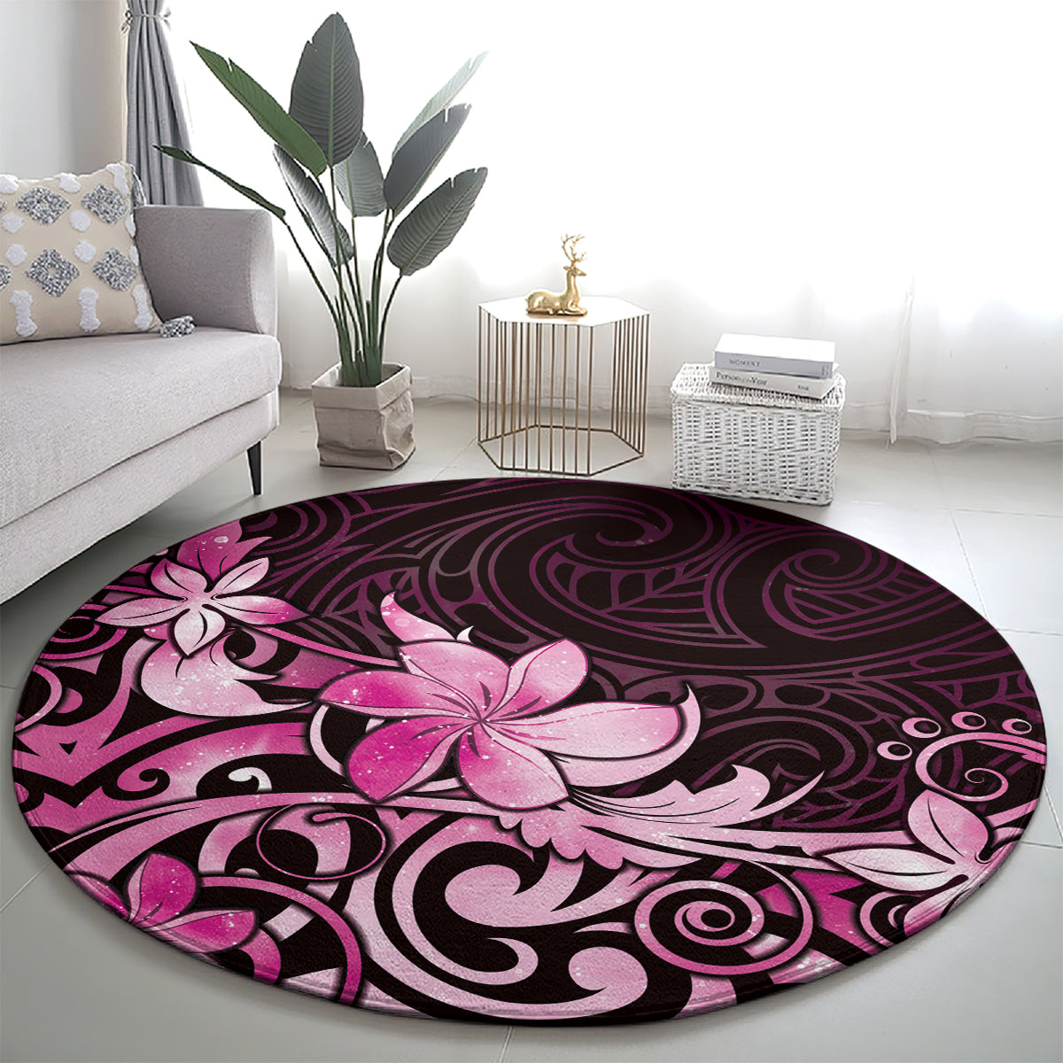 Matariki New Zealand Round Carpet Maori Pattern Pink Galaxy LT05 - Polynesian Pride