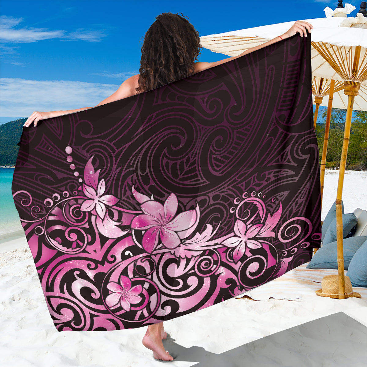 Matariki New Zealand Sarong Maori Pattern Pink Galaxy