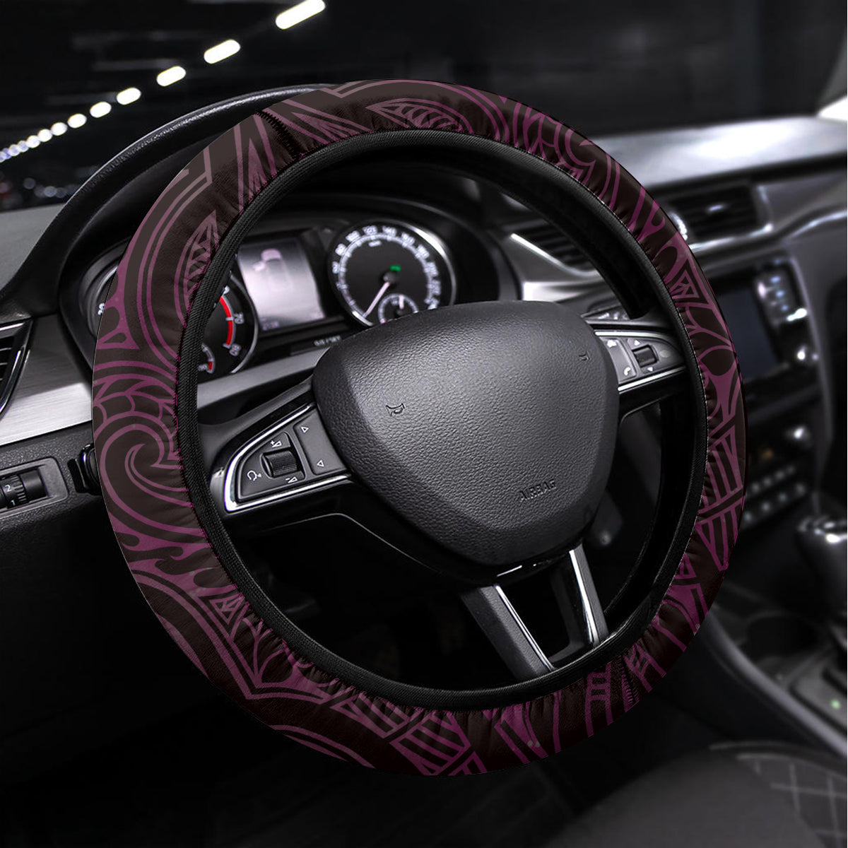 Matariki New Zealand Steering Wheel Cover Maori Pattern Pink Galaxy LT05 Universal Fit Pink - Polynesian Pride