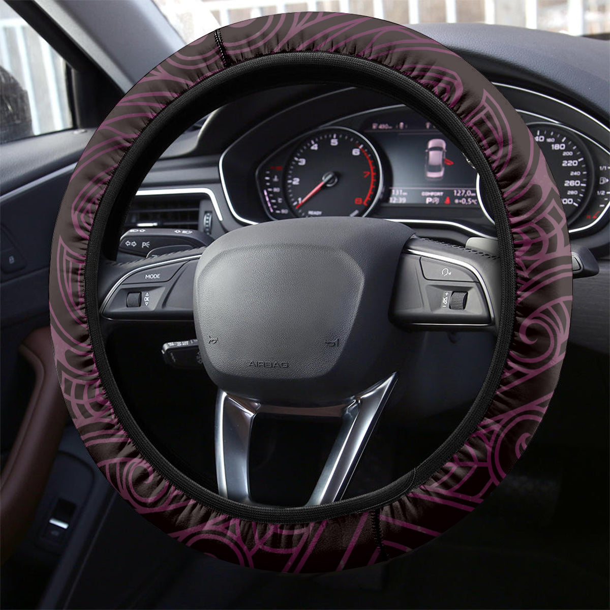 Matariki New Zealand Steering Wheel Cover Maori Pattern Pink Galaxy LT05 - Polynesian Pride