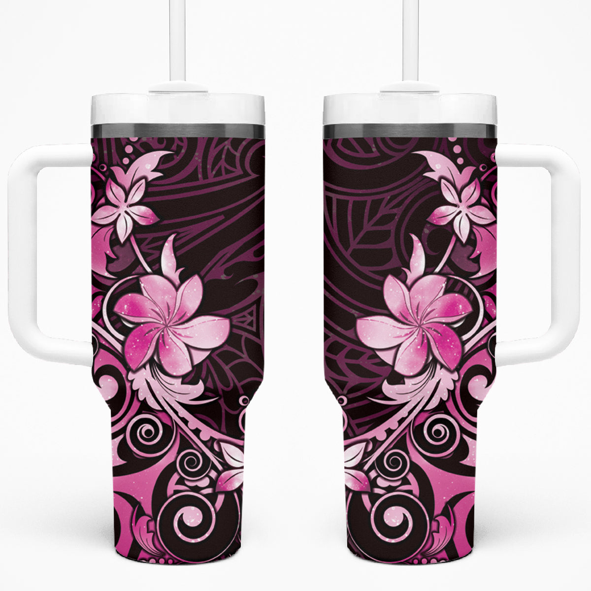 Matariki New Zealand Tumbler With Handle Maori Pattern Pink Galaxy LT05 One Size: 40 oz Pink - Polynesian Pride