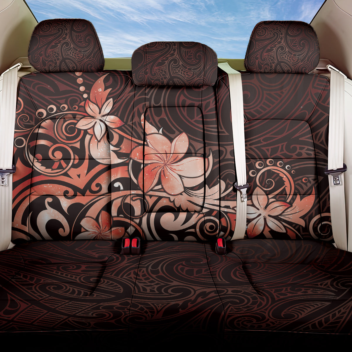 Matariki New Zealand Back Car Seat Cover Maori Pattern Red Galaxy LT05 One Size Red - Polynesian Pride