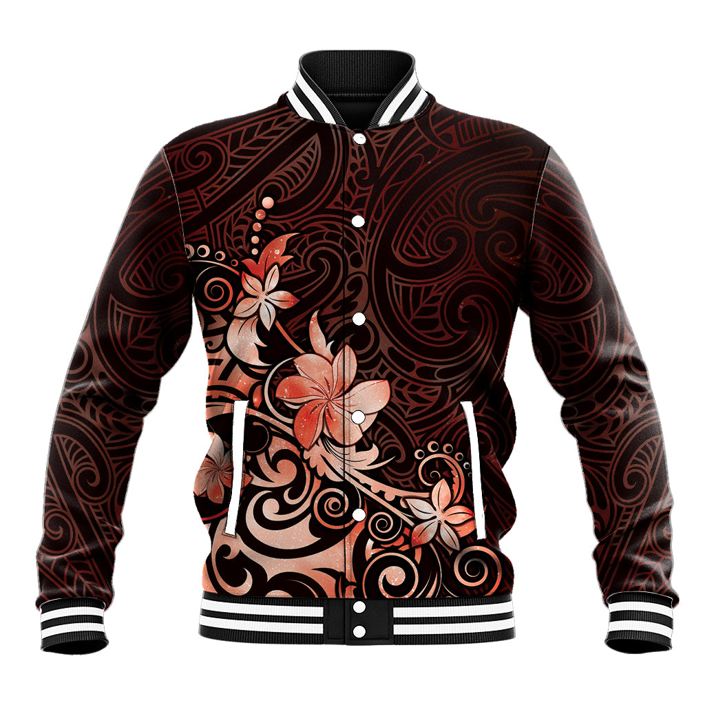 Matariki New Zealand Baseball Jacket Maori Pattern Red Galaxy