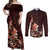 Matariki New Zealand Couples Matching Off Shoulder Maxi Dress and Long Sleeve Button Shirt Maori Pattern Red Galaxy