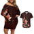 Matariki New Zealand Couples Matching Off Shoulder Short Dress and Hawaiian Shirt Maori Pattern Red Galaxy