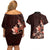 Matariki New Zealand Couples Matching Off Shoulder Short Dress and Hawaiian Shirt Maori Pattern Red Galaxy