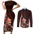 Matariki New Zealand Couples Matching Short Sleeve Bodycon Dress and Long Sleeve Button Shirt Maori Pattern Red Galaxy