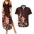 Matariki New Zealand Couples Matching Summer Maxi Dress and Hawaiian Shirt Maori Pattern Red Galaxy