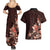 Matariki New Zealand Couples Matching Summer Maxi Dress and Hawaiian Shirt Maori Pattern Red Galaxy