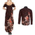 Matariki New Zealand Couples Matching Summer Maxi Dress and Long Sleeve Button Shirt Maori Pattern Red Galaxy