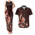 Matariki New Zealand Couples Matching Tank Maxi Dress and Hawaiian Shirt Maori Pattern Red Galaxy