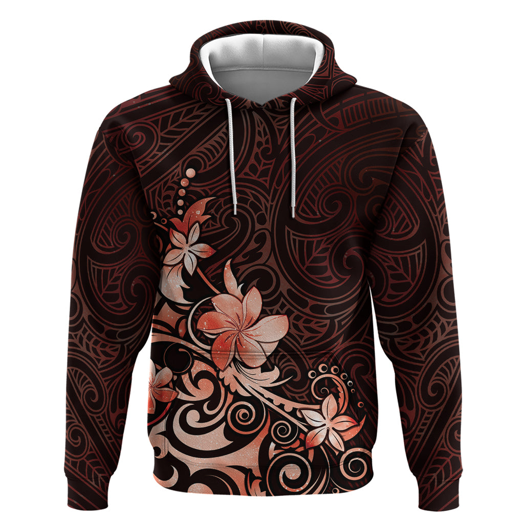 Matariki New Zealand Hoodie Maori Pattern Red Galaxy