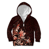 Matariki New Zealand Kid Hoodie Maori Pattern Red Galaxy LT05 Zip Hoodie Red - Polynesian Pride