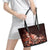 Matariki New Zealand Leather Tote Bag Maori Pattern Red Galaxy