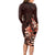 Matariki New Zealand Long Sleeve Bodycon Dress Maori Pattern Red Galaxy