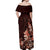 Matariki New Zealand Off Shoulder Maxi Dress Maori Pattern Red Galaxy