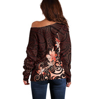 Matariki New Zealand Off Shoulder Sweater Maori Pattern Red Galaxy LT05 - Polynesian Pride