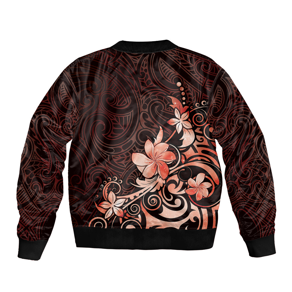 Matariki New Zealand Sleeve Zip Bomber Jacket Maori Pattern Red Galaxy LT05 - Polynesian Pride