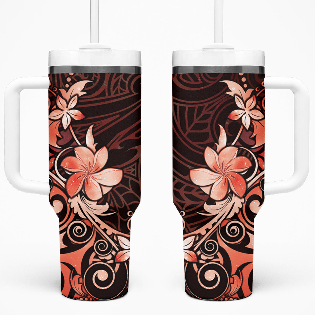Matariki New Zealand Tumbler With Handle Maori Pattern Red Galaxy LT05 One Size: 40 oz Red - Polynesian Pride