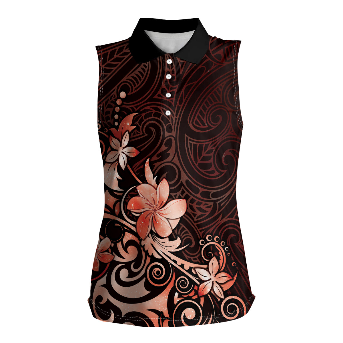 Matariki New Zealand Women Sleeveless Polo Shirt Maori Pattern Red Galaxy