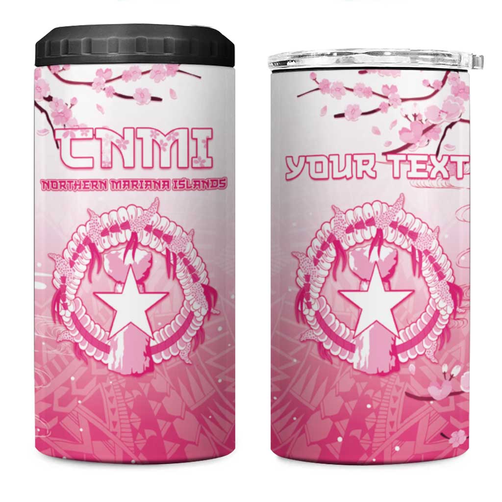 Personalized Sakura Marianas 4 in 1 Can Cooler Tumbler CNMI Seal LT05 One Size: 16 oz Pink - Polynesian Pride