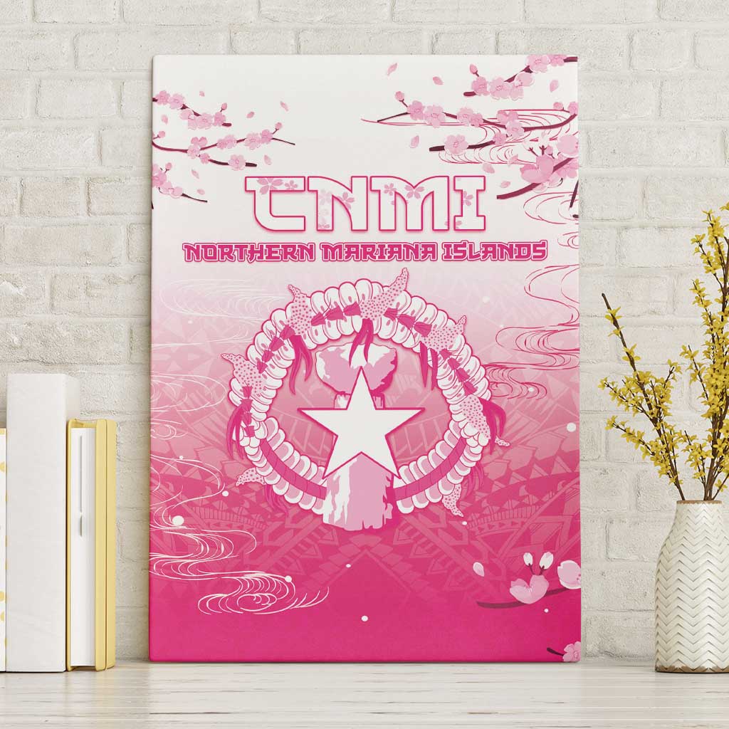 Sakura Marianas Canvas Wall Art CNMI Seal LT05 Without Frame Pink - Polynesian Pride