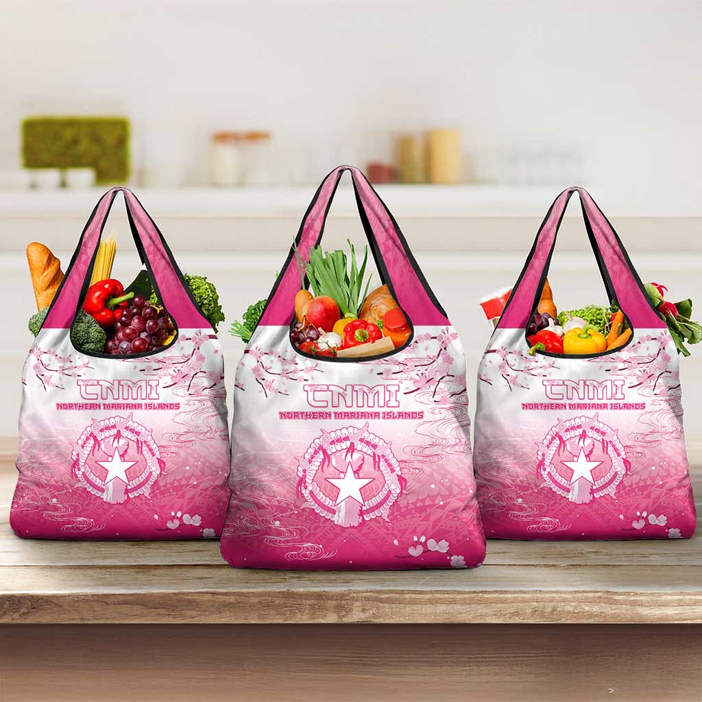 Sakura Marianas Grocery Bag CNMI Seal LT05 3-pack One Size Pink - Polynesian Pride