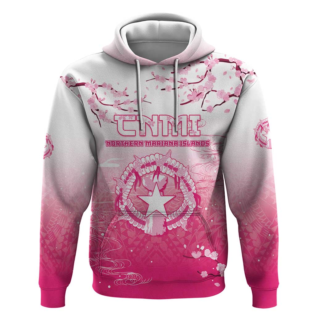 Personalized Sakura Marianas Hoodie CNMI Seal LT05 Pullover Hoodie Pink - Polynesian Pride