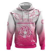 Personalized Sakura Marianas Hoodie CNMI Seal LT05 Pullover Hoodie Pink - Polynesian Pride